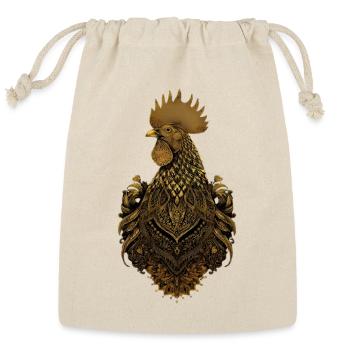 Golden ornate rooster art - Reusable Gift Bag - Natural - Front