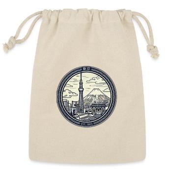 Tokyo Retro Stamp -Skytree Fuji Asakusa gift - Reusable Gift Bag - Natural - Front