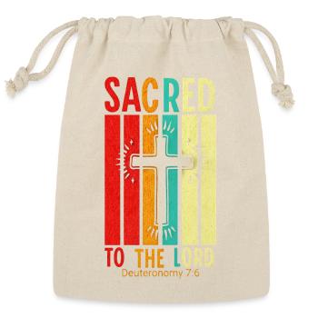 Sacred to the Lord Cross Rainbow - Reusable Gift Bag - Natural - Front