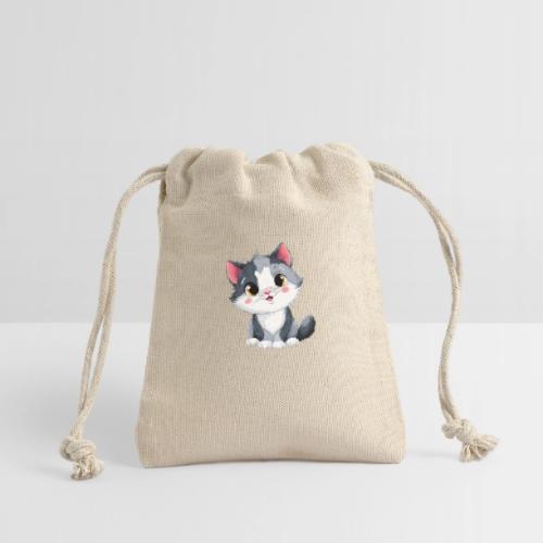 Sweet Sitting Kitten Cartoon Smiling - Reusable Gift Bag