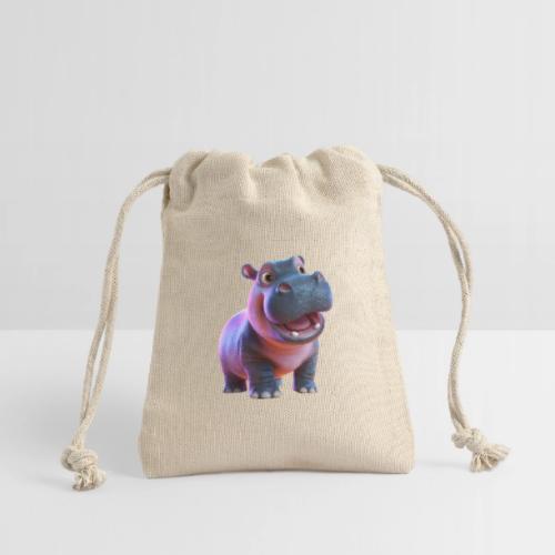 Smiling Cartoon Baby Hippo Standing - Reusable Gift Bag