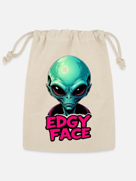 Edgy Face Martian - Reusable Gift Bag - Natural