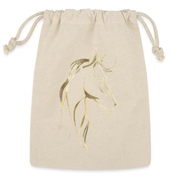 Golden horse line art  - Reusable Gift Bag - Natural - Front