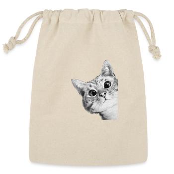 Curious Kitten Mono Sketch - Reusable Gift Bag - Natural - Front