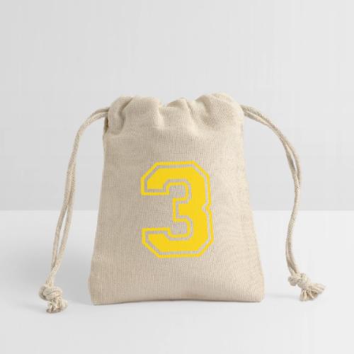 Number 3 in a classic athletic collegiate font - Reusable Gift Bag