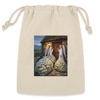 Angels Guarding Cash Bags at Door - Reusable Gift Bag - Natural - Front