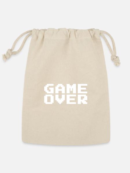 Pixel Game Over Banner - Reusable Gift Bag - Natural