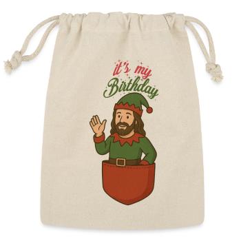 jesus Birthday Elf Waving Greeting - Reusable Gift Bag - Natural - Front