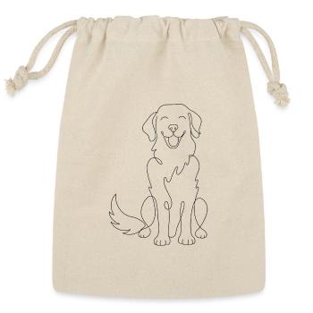 Golden Retriever Line Art - Minimalist Dog Illustr - Reusable Gift Bag - Natural - Front