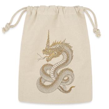 Golden Dragon Embroidery Art - Reusable Gift Bag - Natural - Front