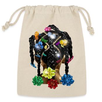 Vibrant Braided Bloom Motif - Reusable Gift Bag - Natural - Front