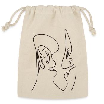 Continuous Line Faces - Reusable Gift Bag - Natural - Front