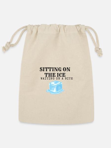 Sitting on the ice, waiting for a bite - Reusable Gift Bag - Natural