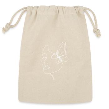 Butterfly Line Art Face - Reusable Gift Bag - Natural - Front