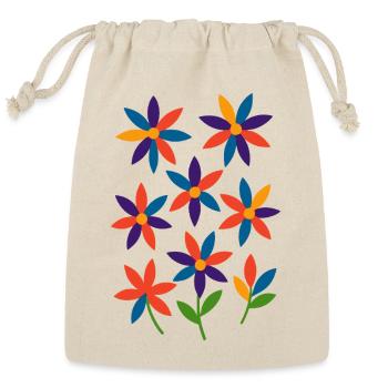 Yellow Orange Abstract Flowers - Reusable Gift Bag - Natural - Front