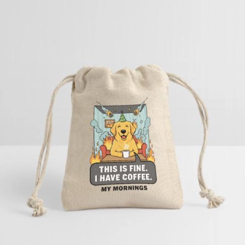 🔥 Funny Dog Meme “This Is Fine, I Have Coffee” - Reusable Gift Bag