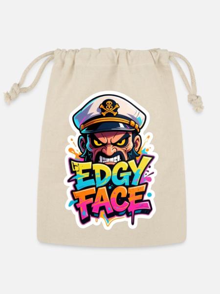 Edgy Face Sailor - Reusable Gift Bag - Natural