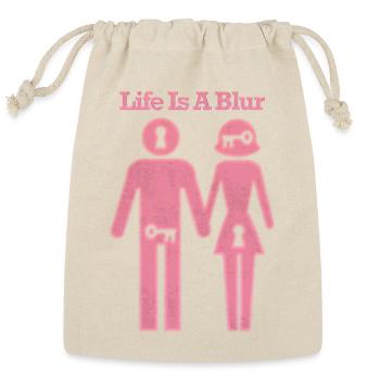 Life Is A Blur Pink Family Silhouette - Reusable Gift Bag - Natural - Front