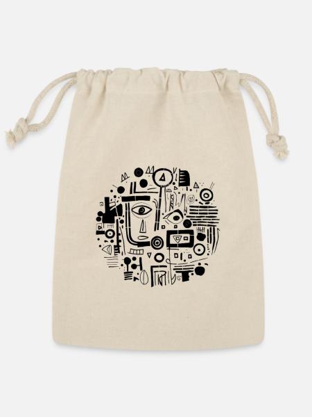 Doodle design - Reusable Gift Bag - Natural