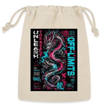 Neon Dragon Chaos Print - Reusable Gift Bag - Natural - Front