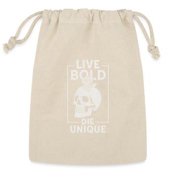  Live Bold Die Unique Skull Rose Design - Reusable Gift Bag - Natural - Front