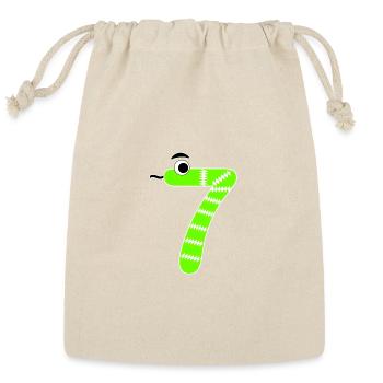 Number Seven 7 Children Birthday Learning Snake - Reusable Gift Bag - Natural - Front