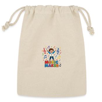 Music Maker Kid Colorful Notes - Reusable Gift Bag - Natural - Front