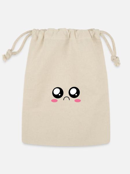 Kawaii Blush Face - Reusable Gift Bag - Natural
