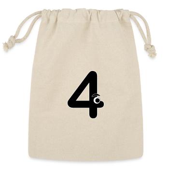 Number Four 4 Children Birthday Learning - Reusable Gift Bag - Natural - Front
