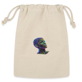 Neon Topographic Face Illustration - Reusable Gift Bag - Natural - Front