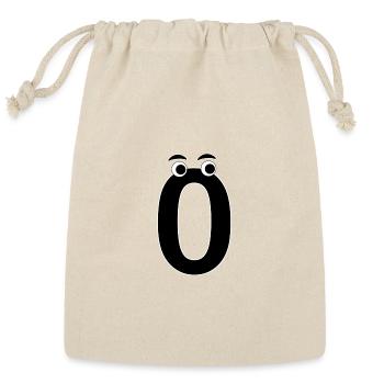 Number Zero 0 Children Birthday Learning - Reusable Gift Bag - Natural - Front
