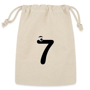 Number Seven 7 Children Birthday Learning - Reusable Gift Bag - Natural - Front