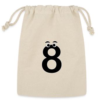 Number Eight 8 Children Birthday Learning - Reusable Gift Bag - Natural - Front
