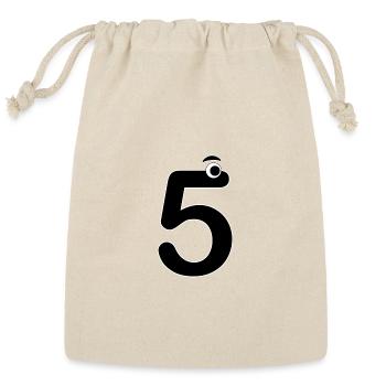 Number Five 5 Children Birthday Learning - Reusable Gift Bag - Natural - Front