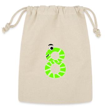 Number Eight 8 Children Birthday Learning Snake - Reusable Gift Bag - Natural - Front