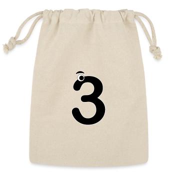 Number Three 3 Children Birthday Learning - Reusable Gift Bag - Natural - Front