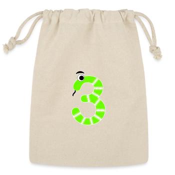 Number Three 3 Children Birthday Learning Snake - Reusable Gift Bag - Natural - Front