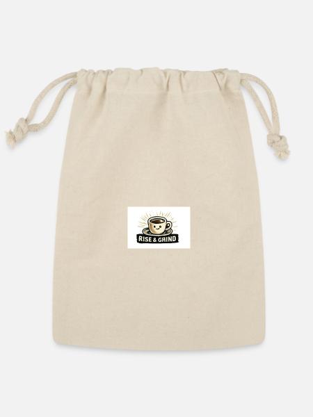 Rise and Grind Coffee Shirt - Reusable Gift Bag - Natural