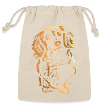 Golden Pup Silhouette Art - Reusable Gift Bag - Natural - Front