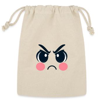 Angry Blush face  - Reusable Gift Bag - Natural - Front