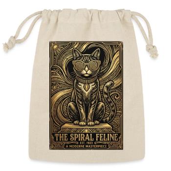 Spiral Feline: Golden Art Deco Cat - Reusable Gift Bag - Natural - Front