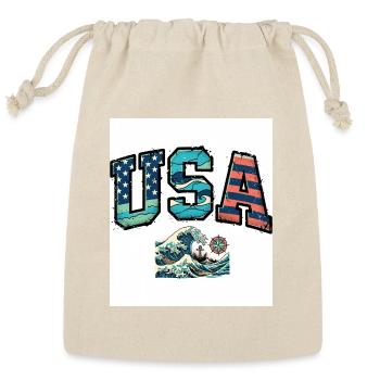 USA Ocean Wave Patriot Graphic - Reusable Gift Bag - Natural - Front