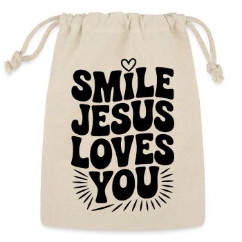 Smile Jesus Love You - Reusable Gift Bag - Natural - Front