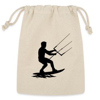 Cool Kitesurfer in Action – Dynamic Silhouette for - Reusable Gift Bag - Natural - Front