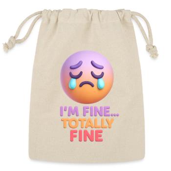 Totally Fine Crying Face - Reusable Gift Bag - Natural - Front
