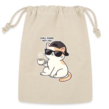 Chill Paws Hot Tea Cat - Reusable Gift Bag - Natural - Front
