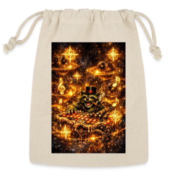 Cosmic DJ Raccoon in Neon Orbit - Reusable Gift Bag - Natural - Front