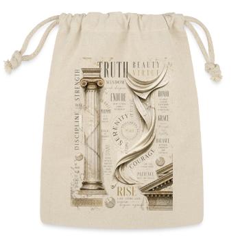Classical Columns and Draped Wisdom - Reusable Gift Bag - Natural - Front