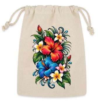 Colorful Floral Bouquet - Vintage Botanical Art - Reusable Gift Bag - Natural - Front