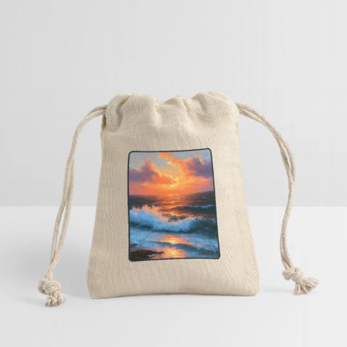 Sunset Storm Waves Oil Painting - Reusable Gift Bag